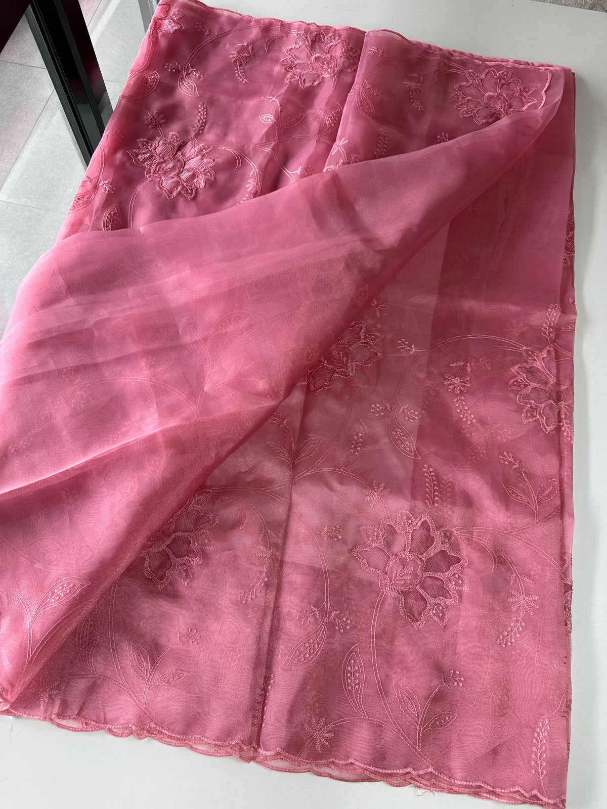 Glass Organza Appliqué work saree /MA278
