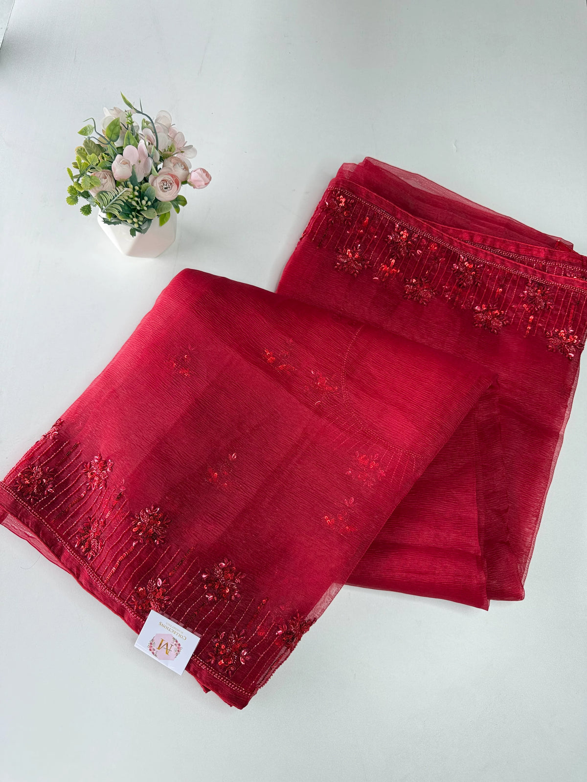 Crushed Tissue Saree /MW062