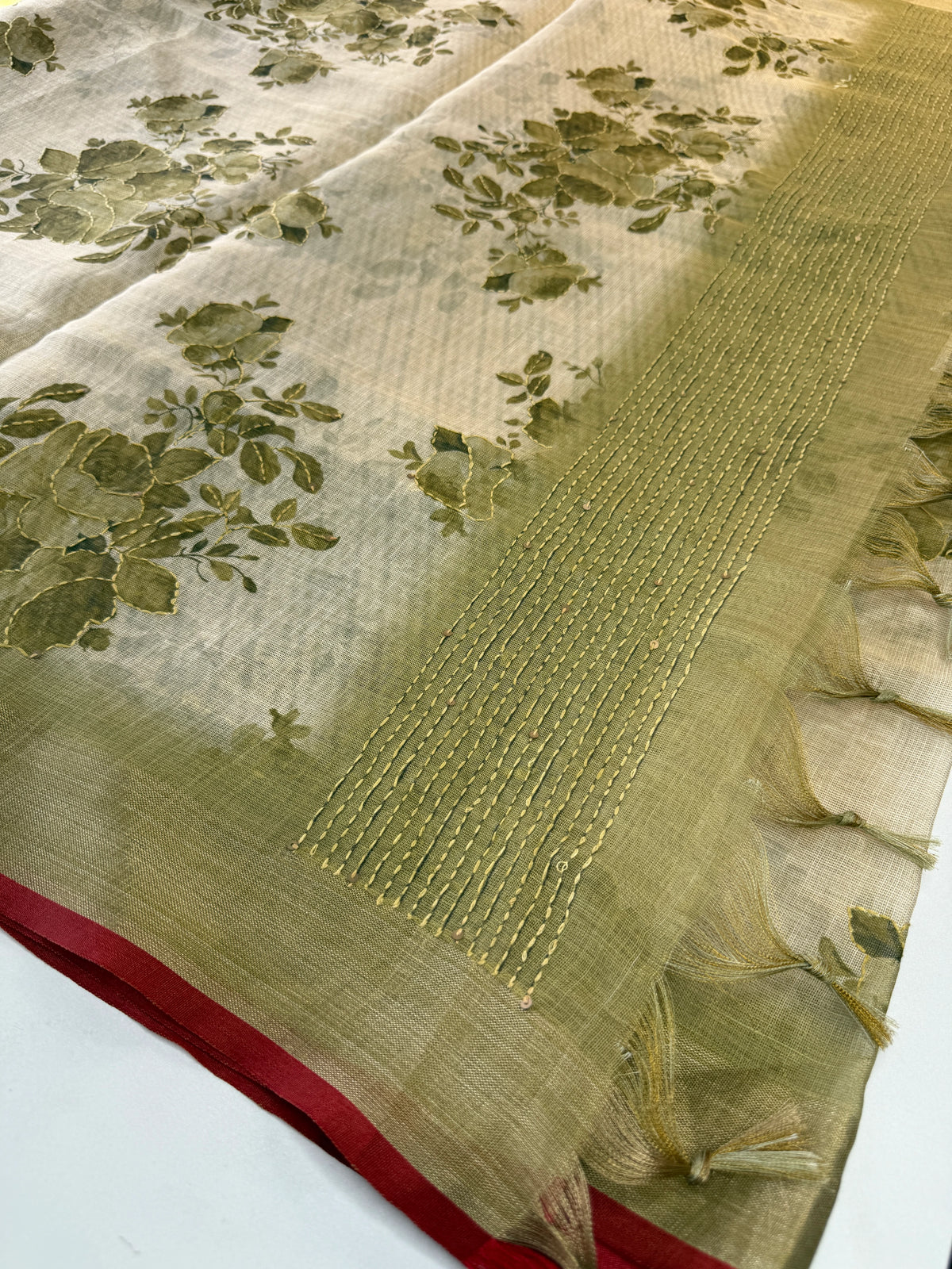 Tissue linen Saree/ 1567