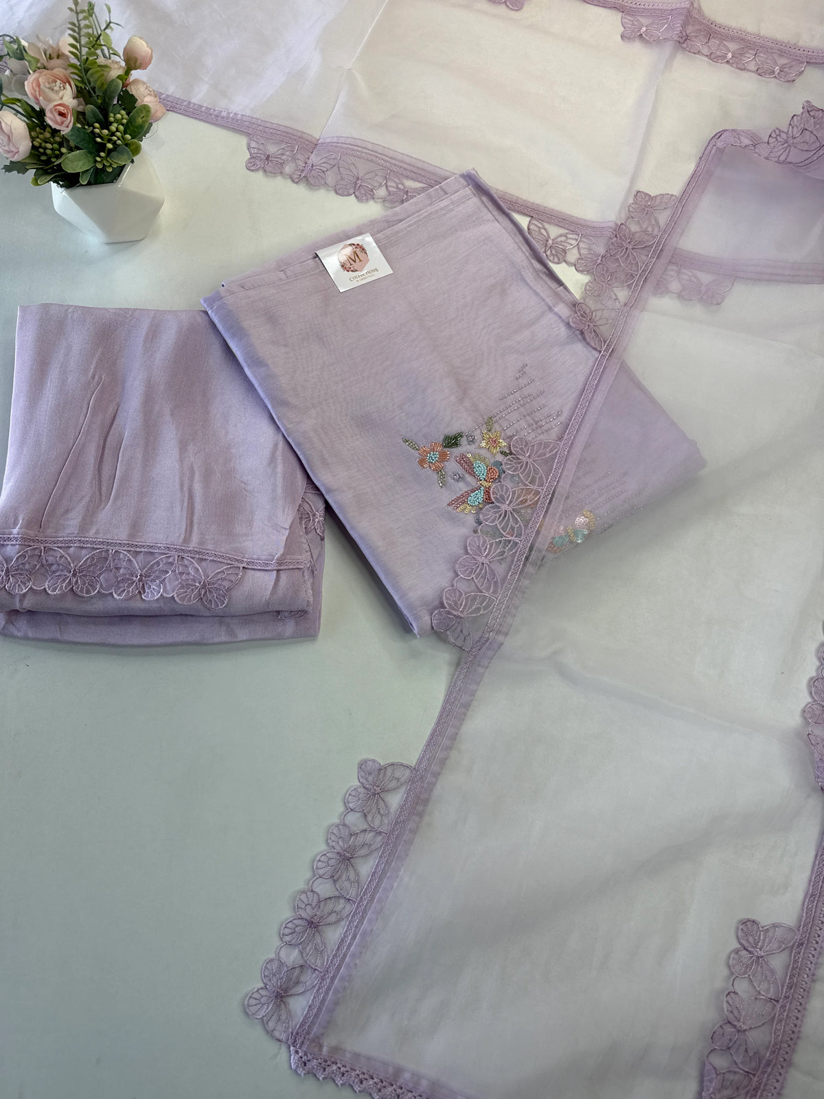 Pure Chanderi silk unstitched salwar set/ Nc148