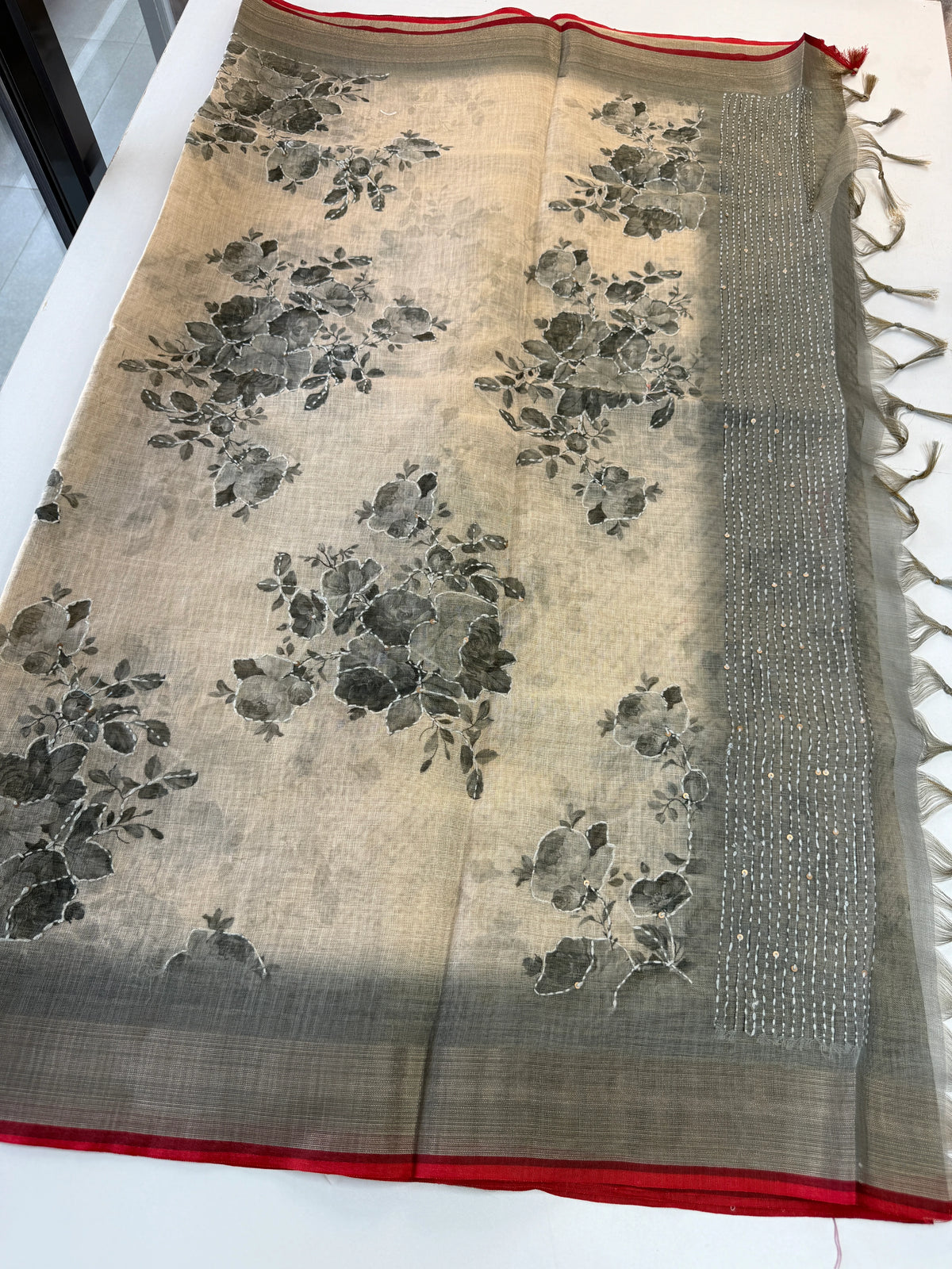 Tissue linen Saree/ 1567