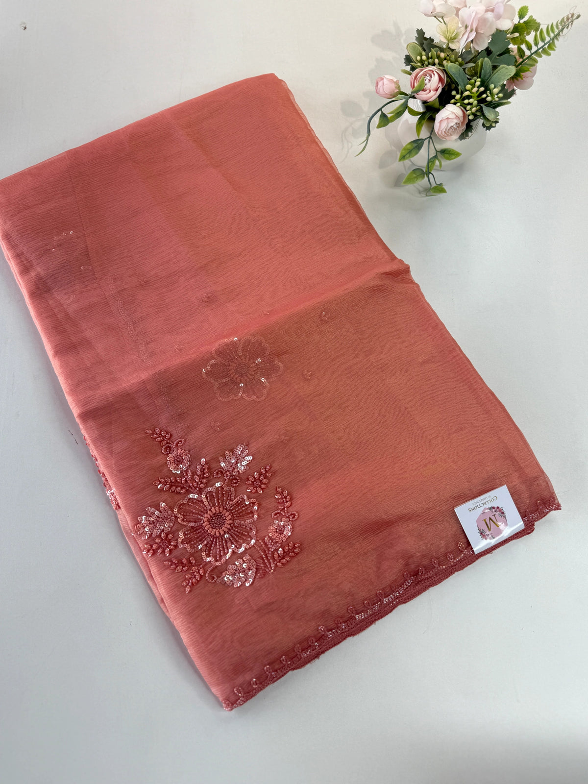 Fancy crushed Organza Saree/ HW490