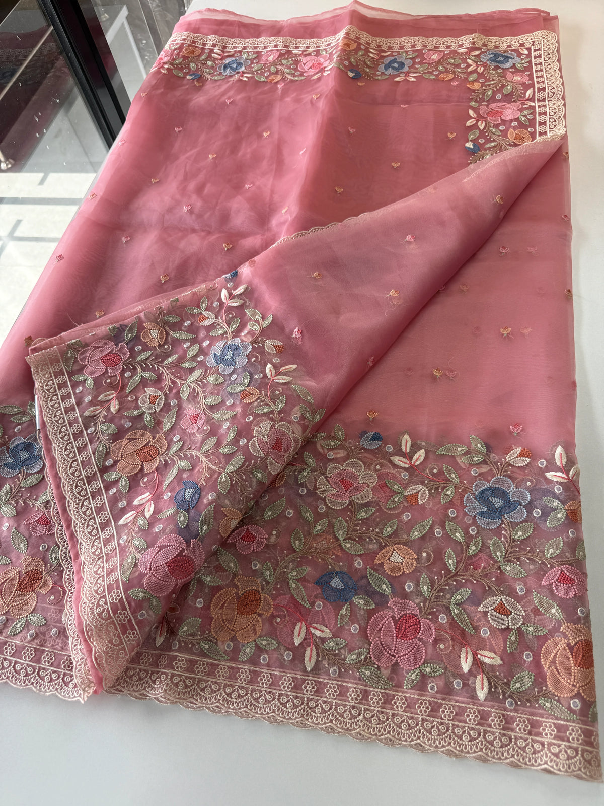 Glass Organza Saree/ 155A