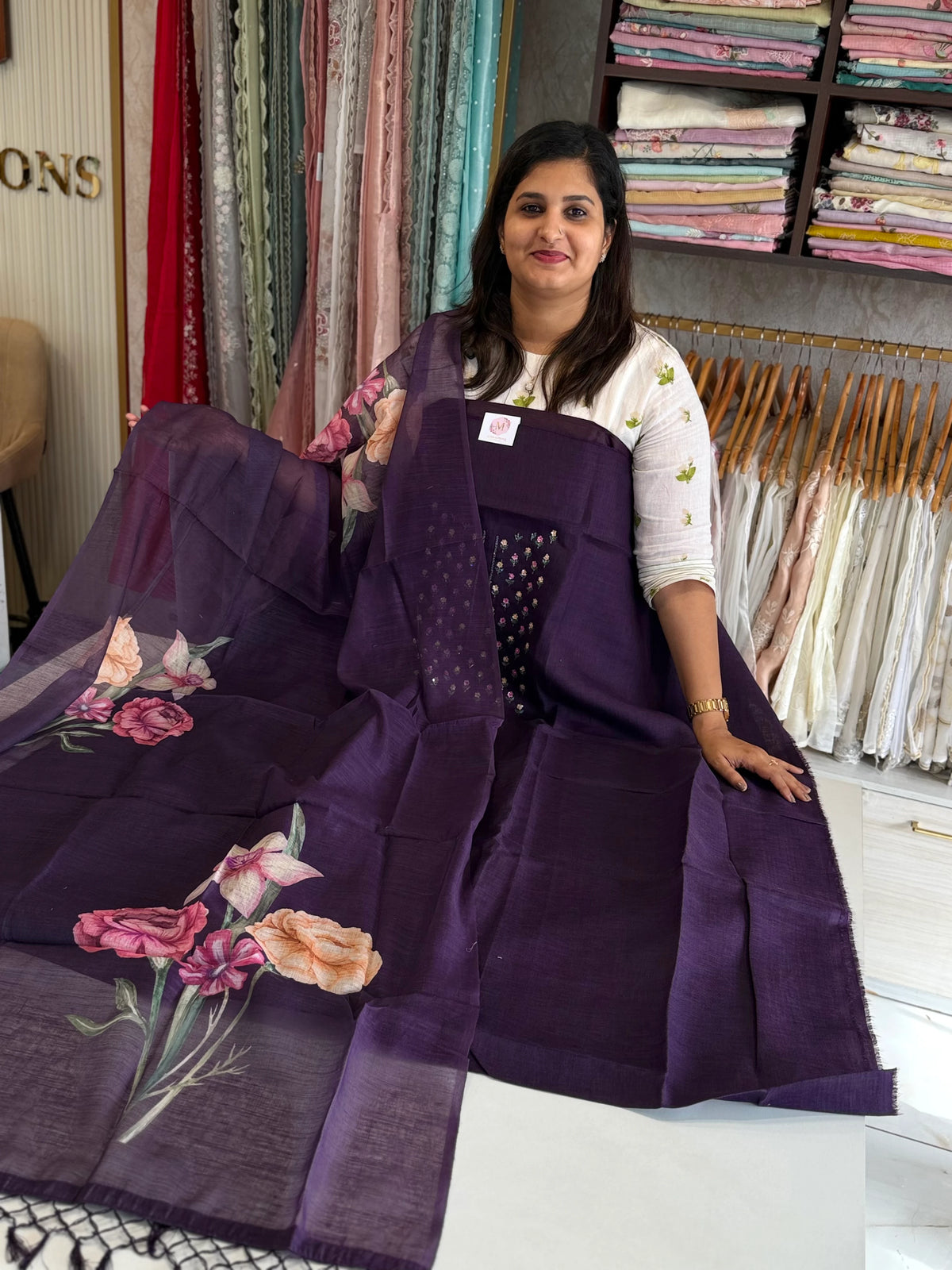 Linen cotton unstitched salwar set / NC272