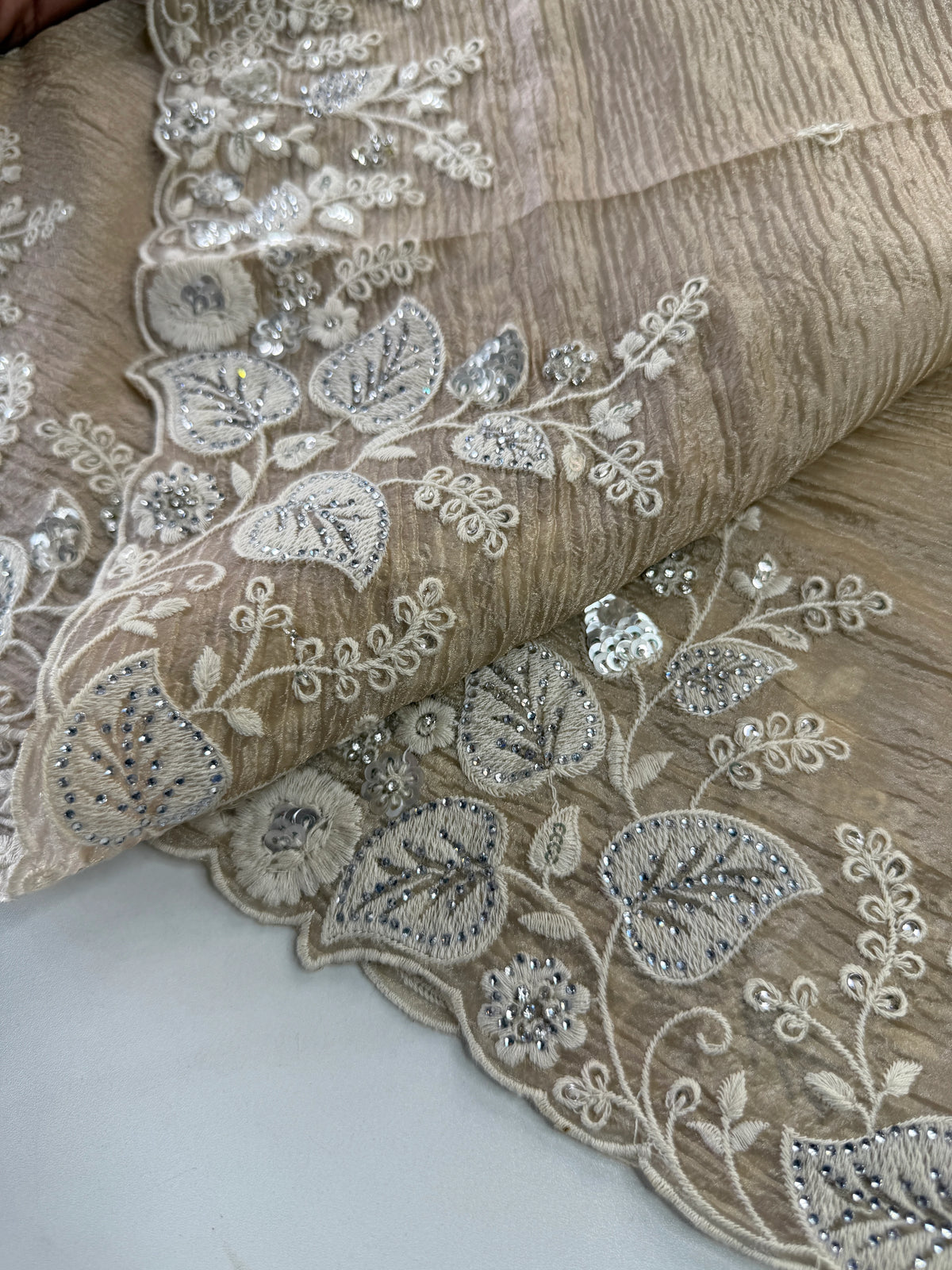 Crushed crape saree/ u5232