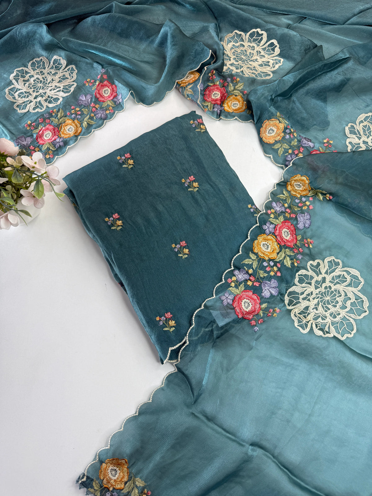 Semi uppada silk unstitched salwar set /NC137