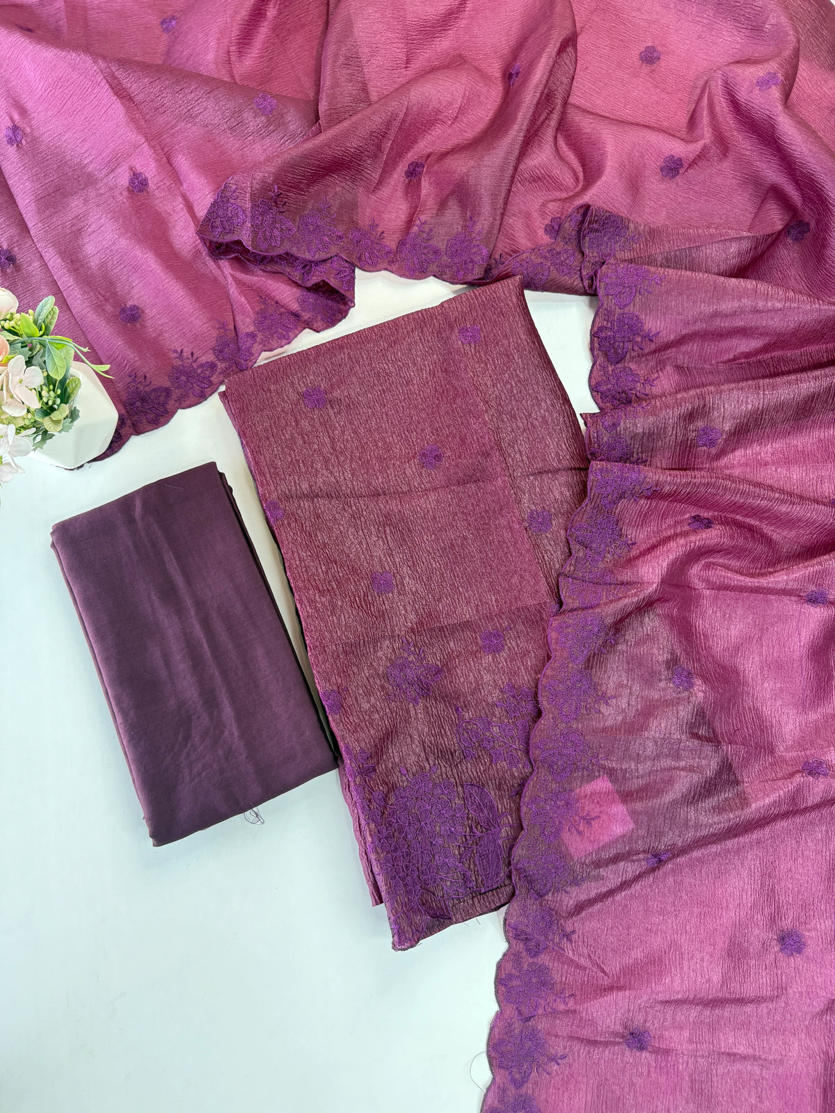 Crushed crape unstitched salwar set /US1304