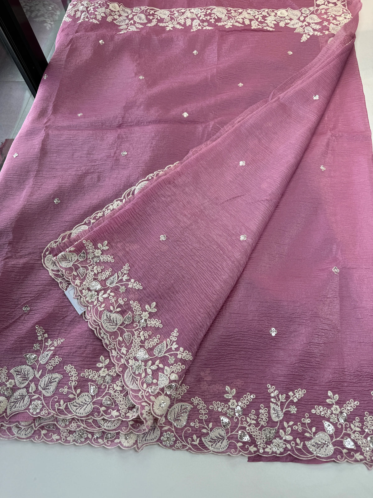 Crushed crape saree/ u5232