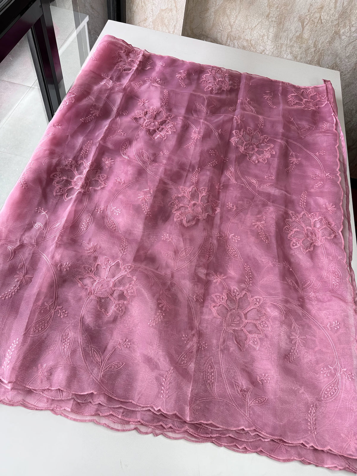 Glass Organza Appliqué work saree /MA278