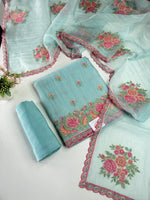 Premium organza unstitched salwar set / U5253