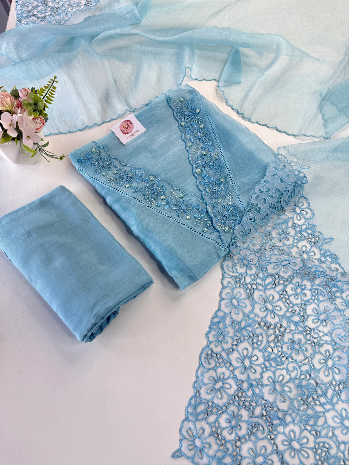 Organza unstitched salwar set / NC160
