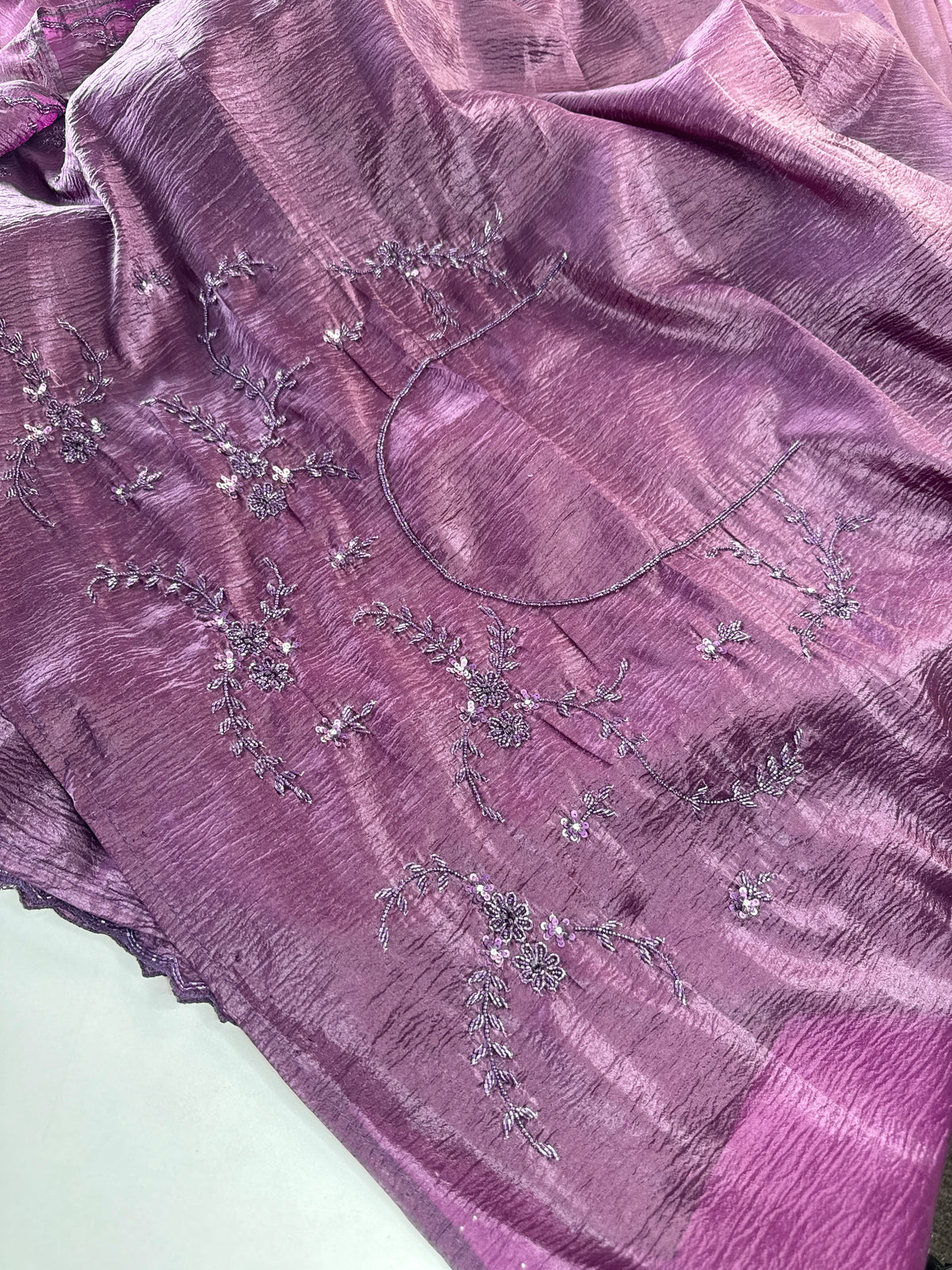 Crushed crape saree/HW324