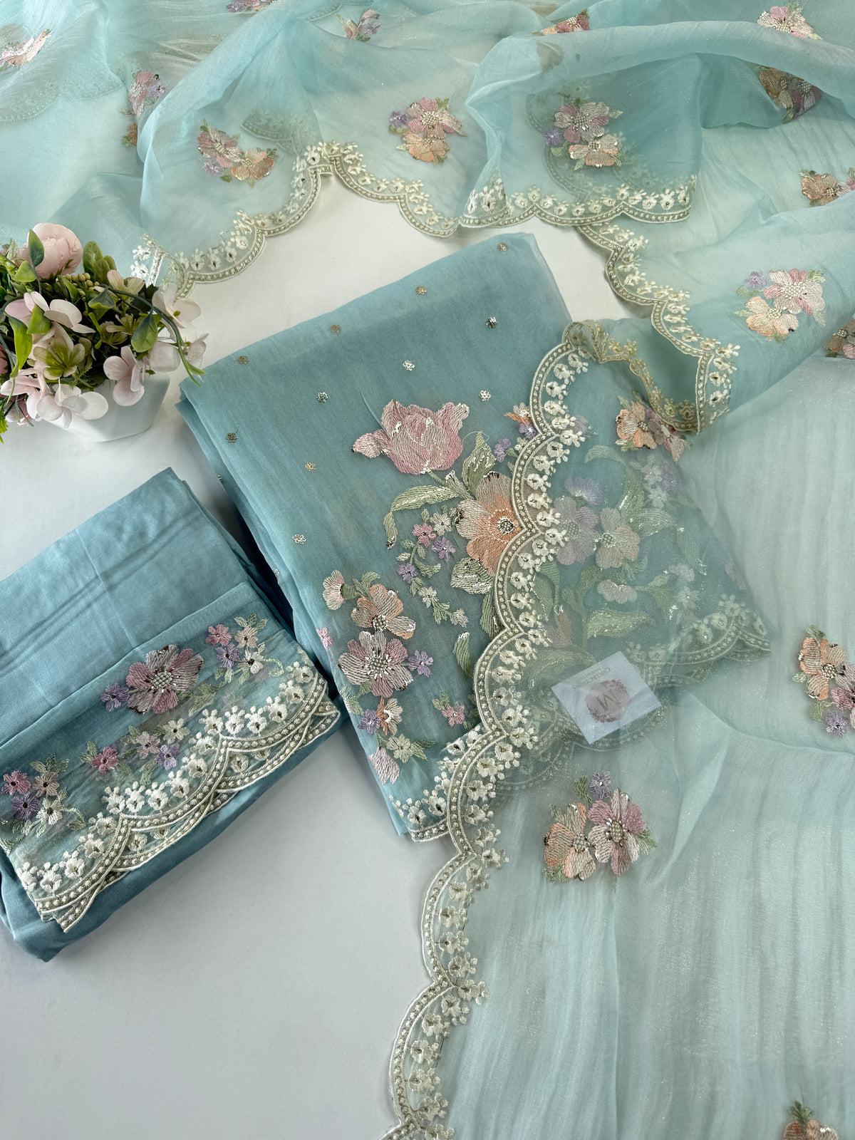 Premium Organza unstitched salwar set /U5509