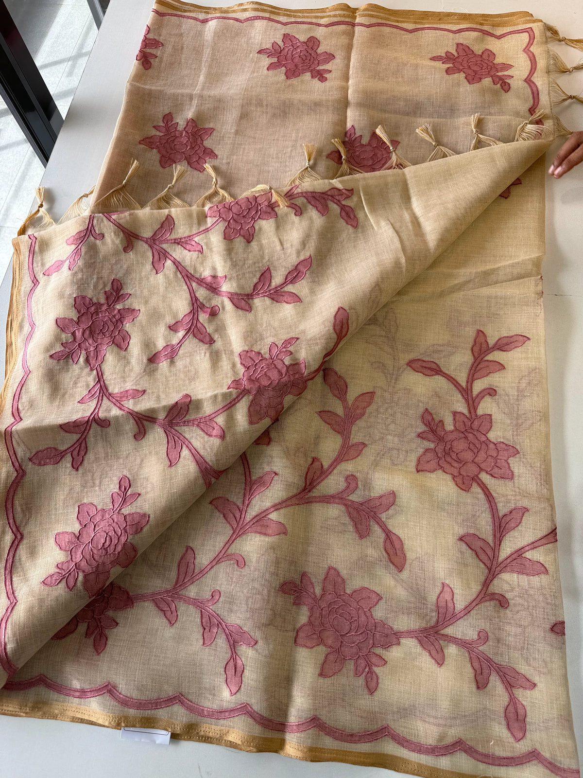 Tissue linen blend saree /SR580