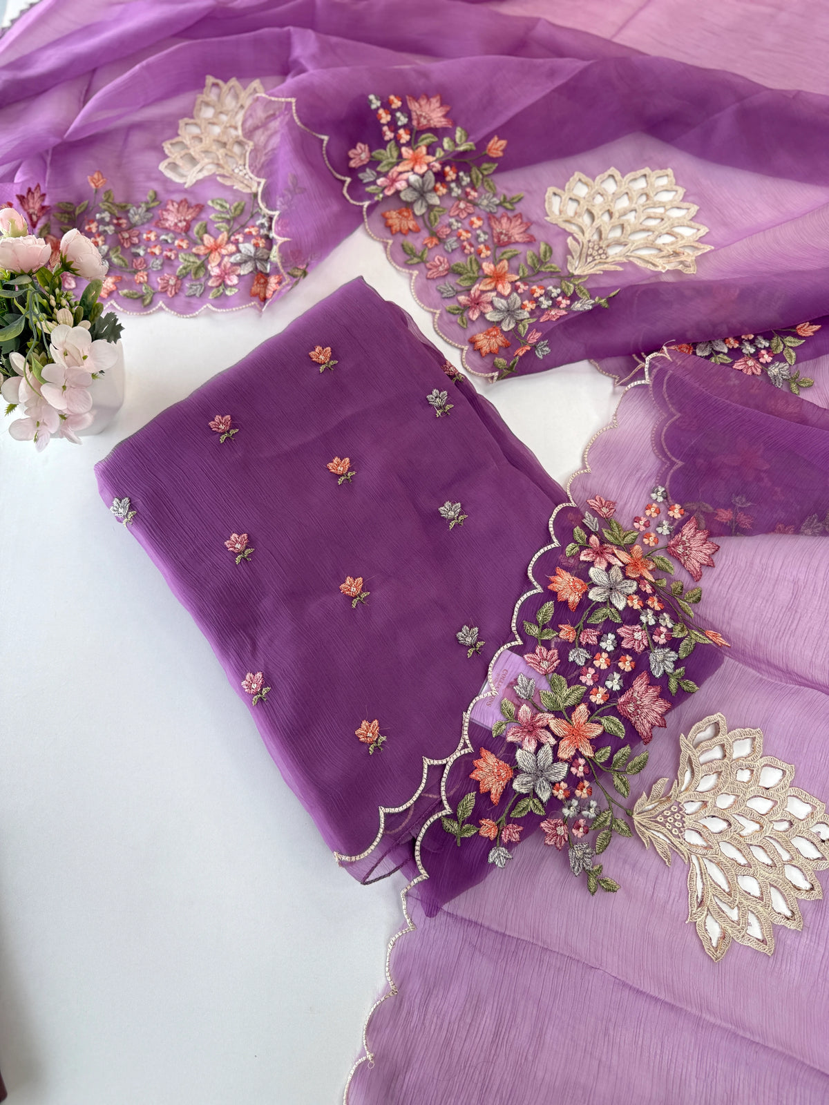Chiffon unstitched salwar set/NC102