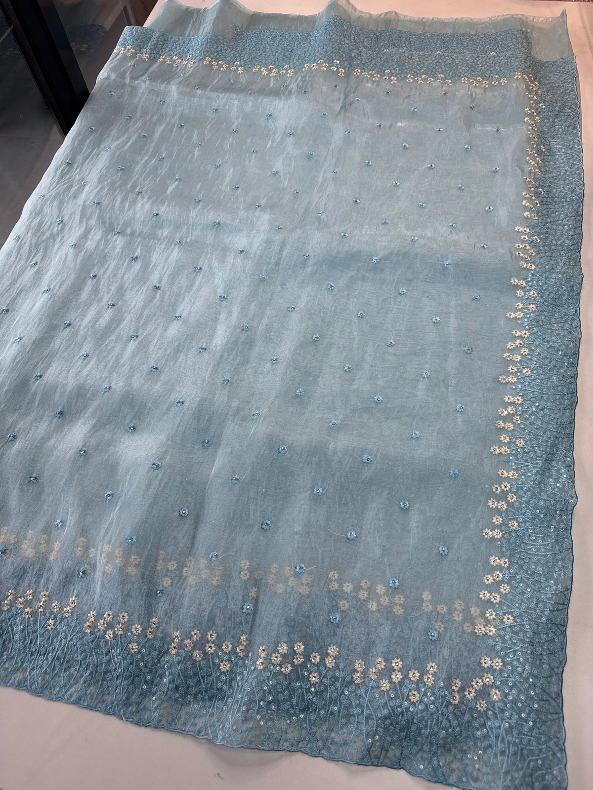 Korean organza saree/ Hw557