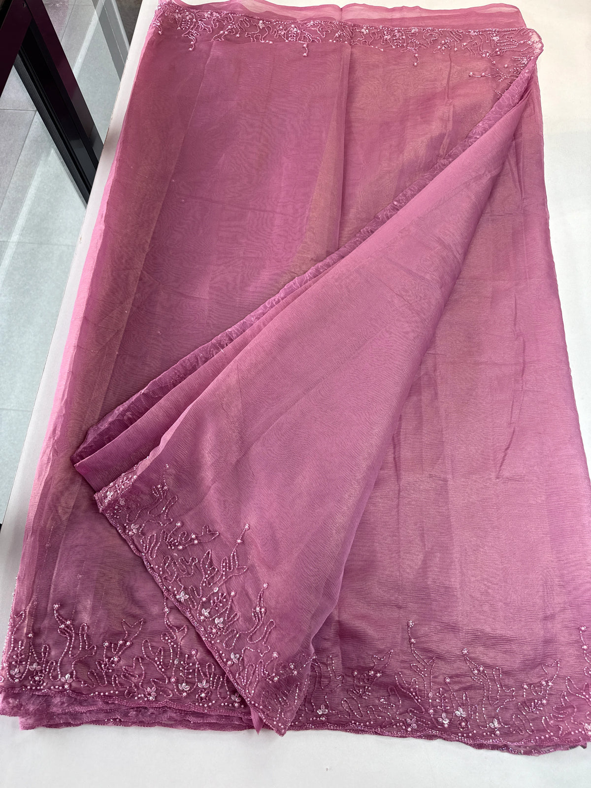 Crushed organza saree/HW344