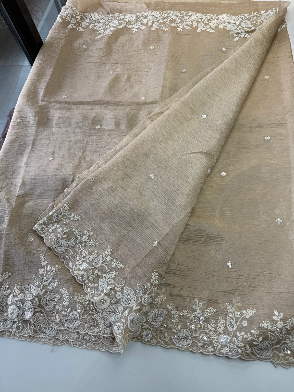 Crushed crape saree/ u5232