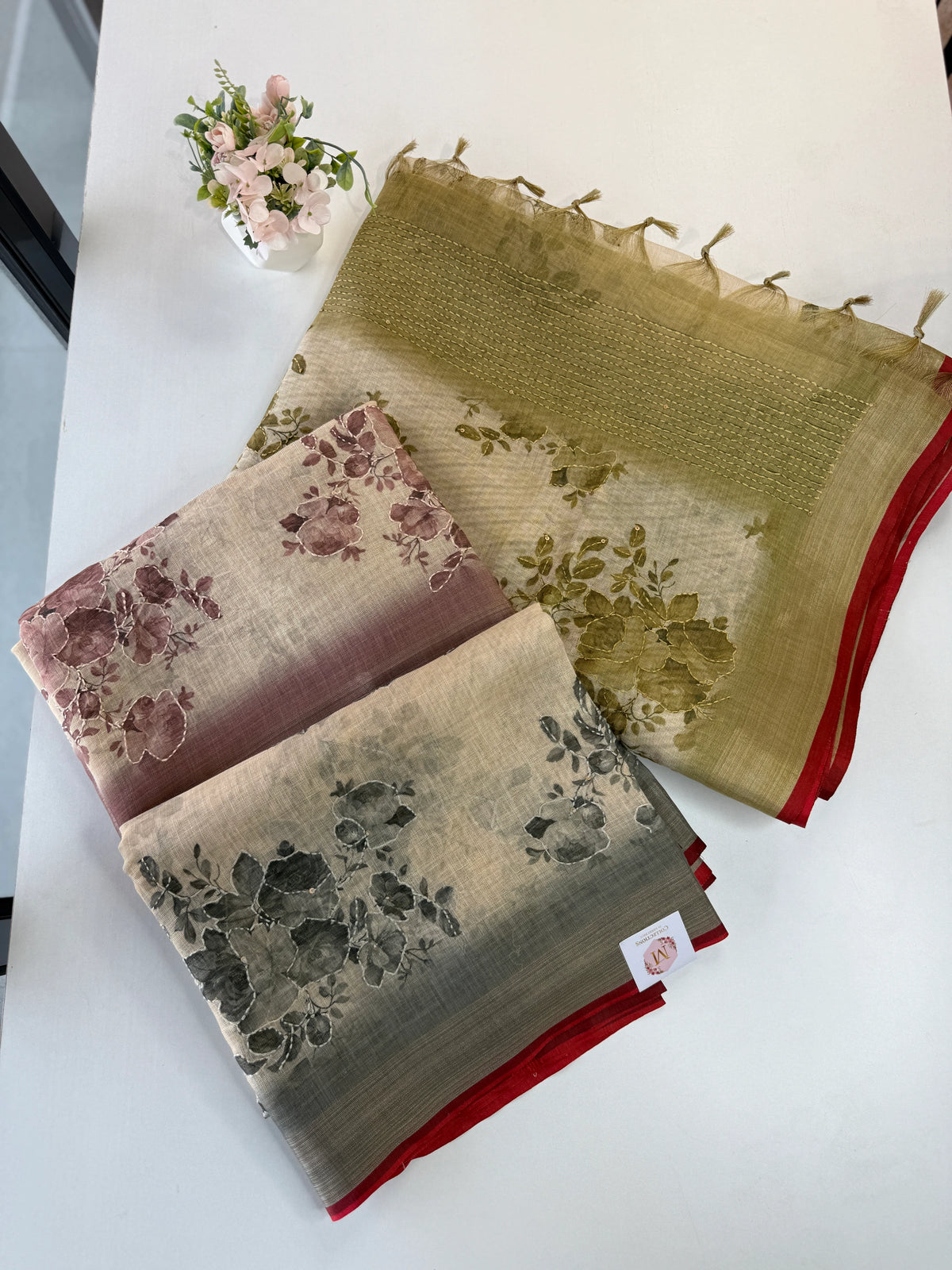 Tissue linen Saree/ 1567