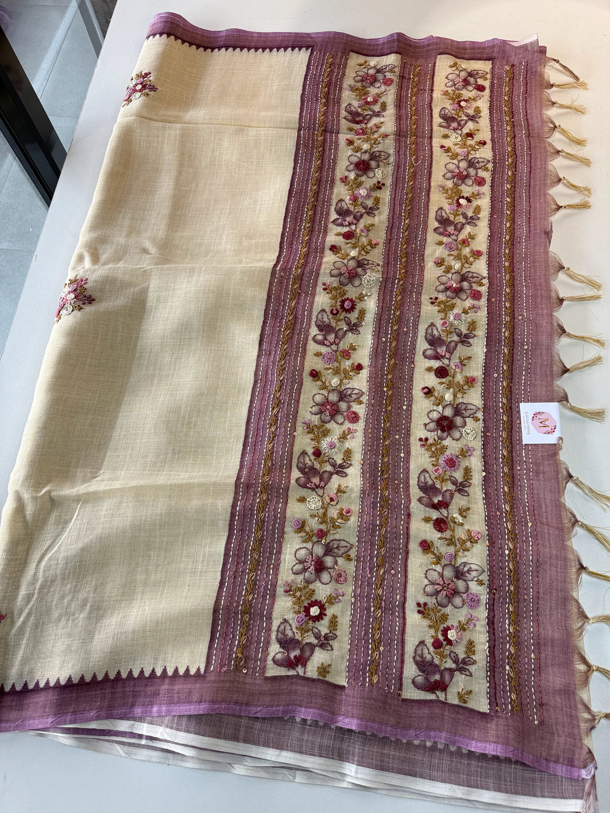 Tissue Linen Saree/ KM4080