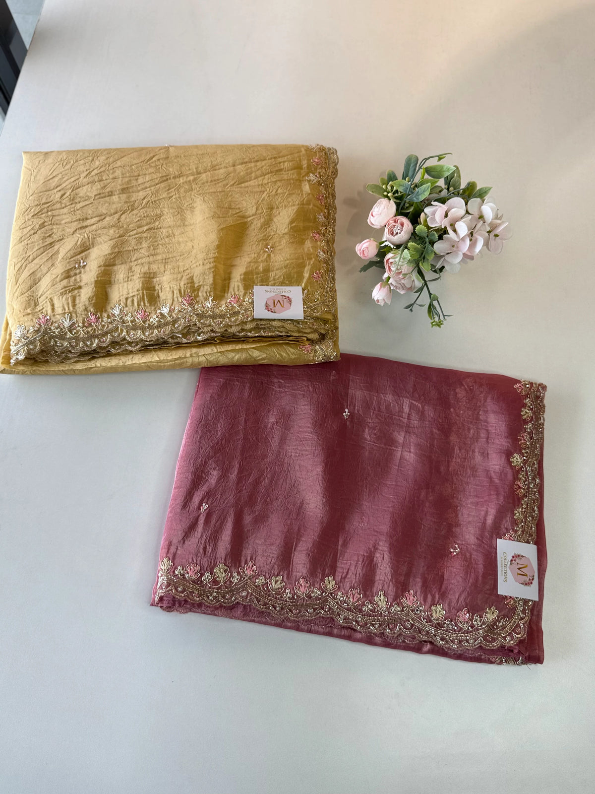 Crushed Oragnza Saree/5991