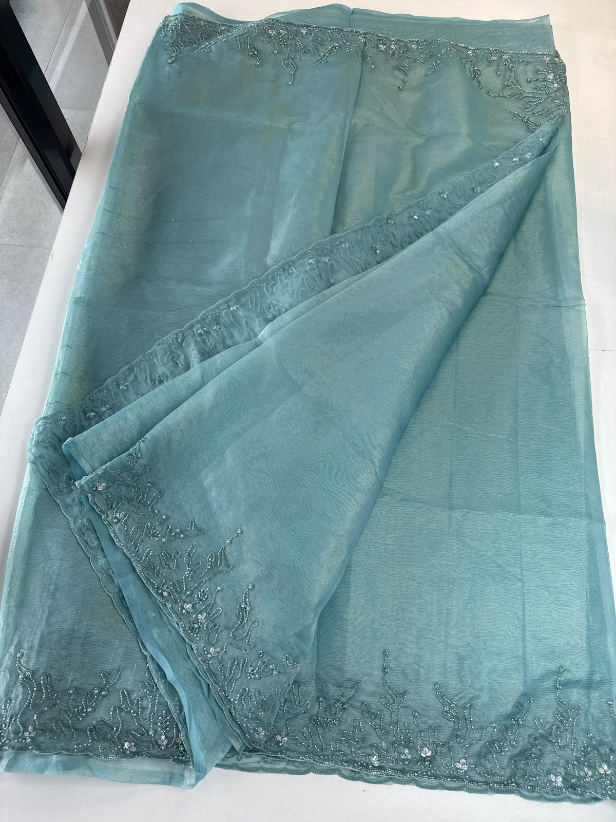 Crushed organza saree/HW344