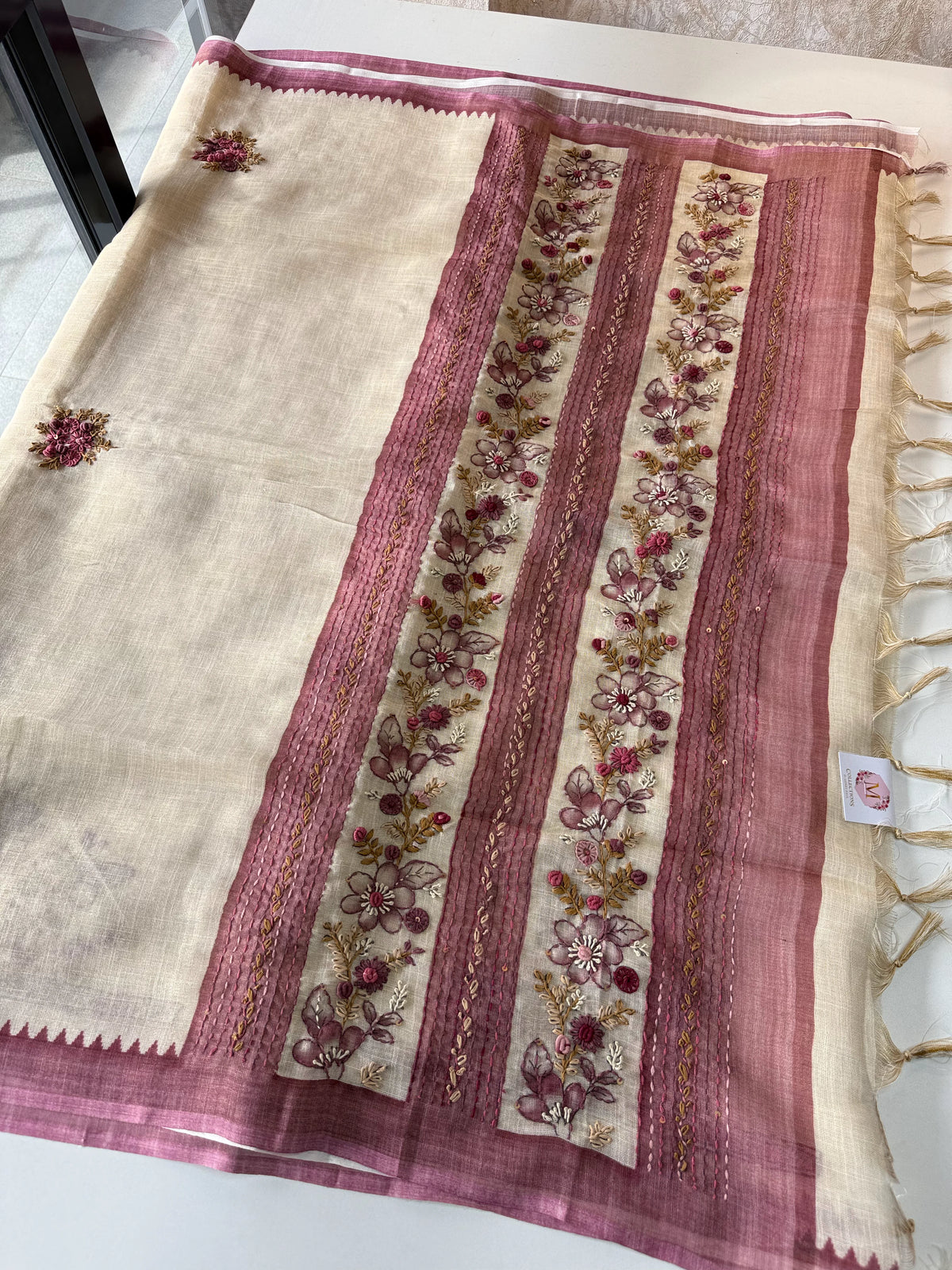 Tissue Linen Saree/ KM4080