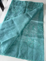 Glass Organza Appliqué work saree /MA278
