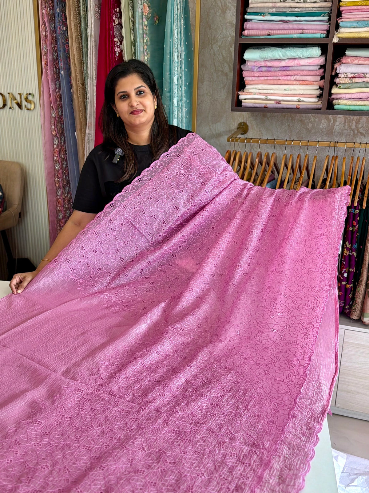 Crushed crape saree/ CW746