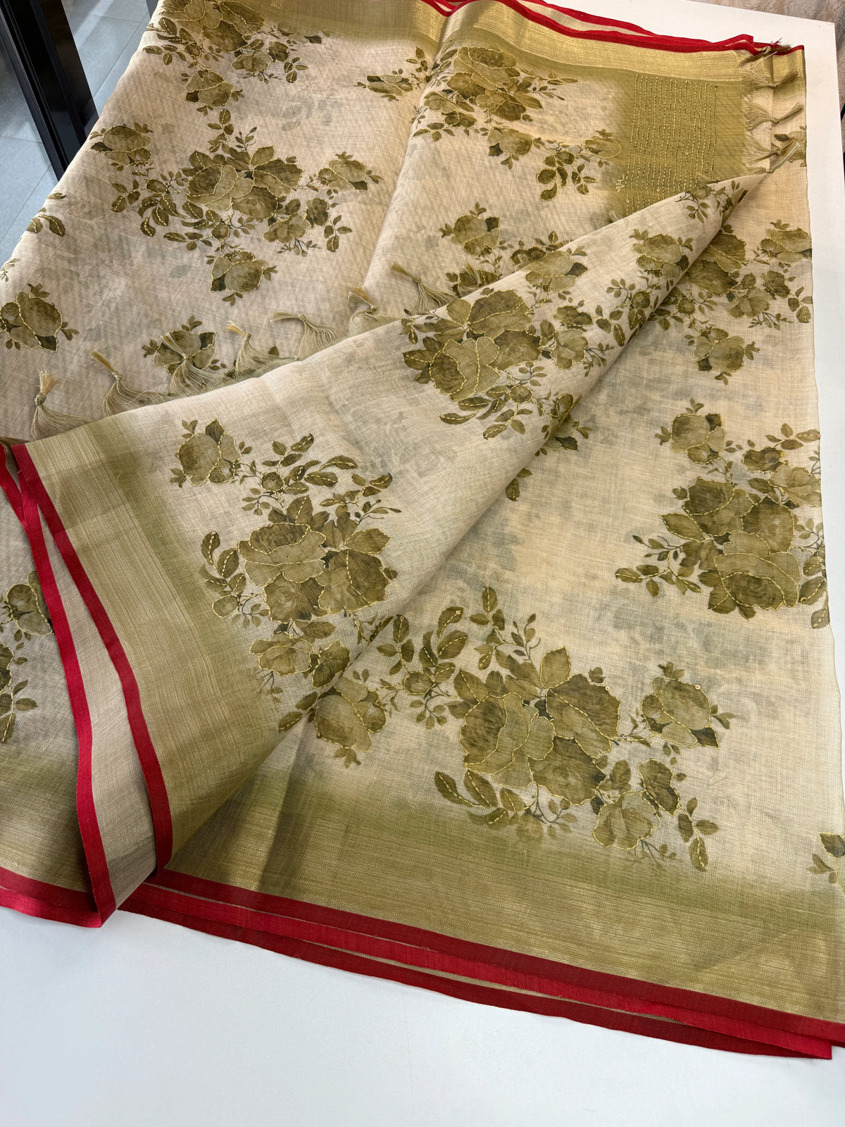 Tissue linen Saree/ 1567