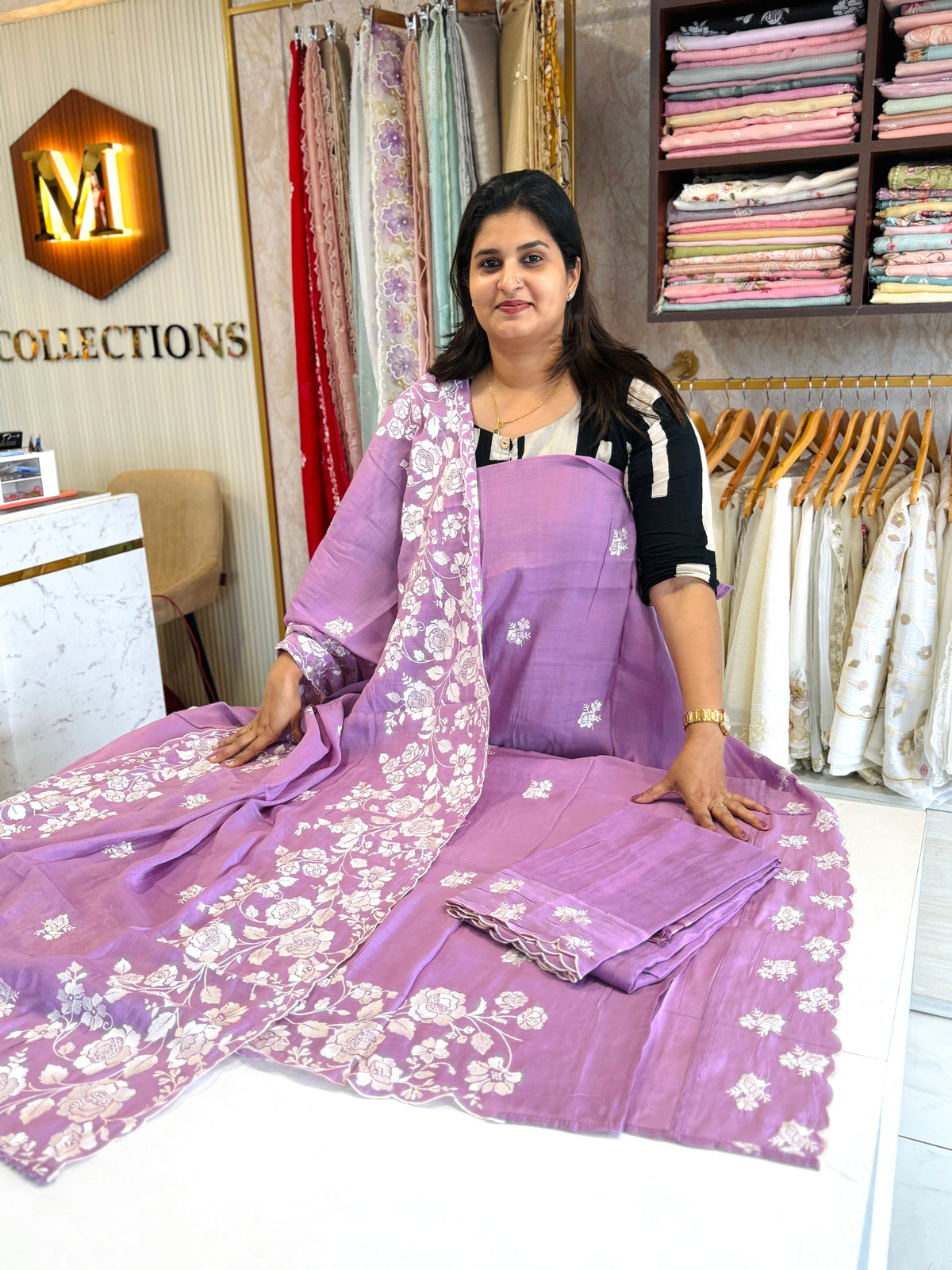 Soft Chanderi unstitched salwar set / NC159