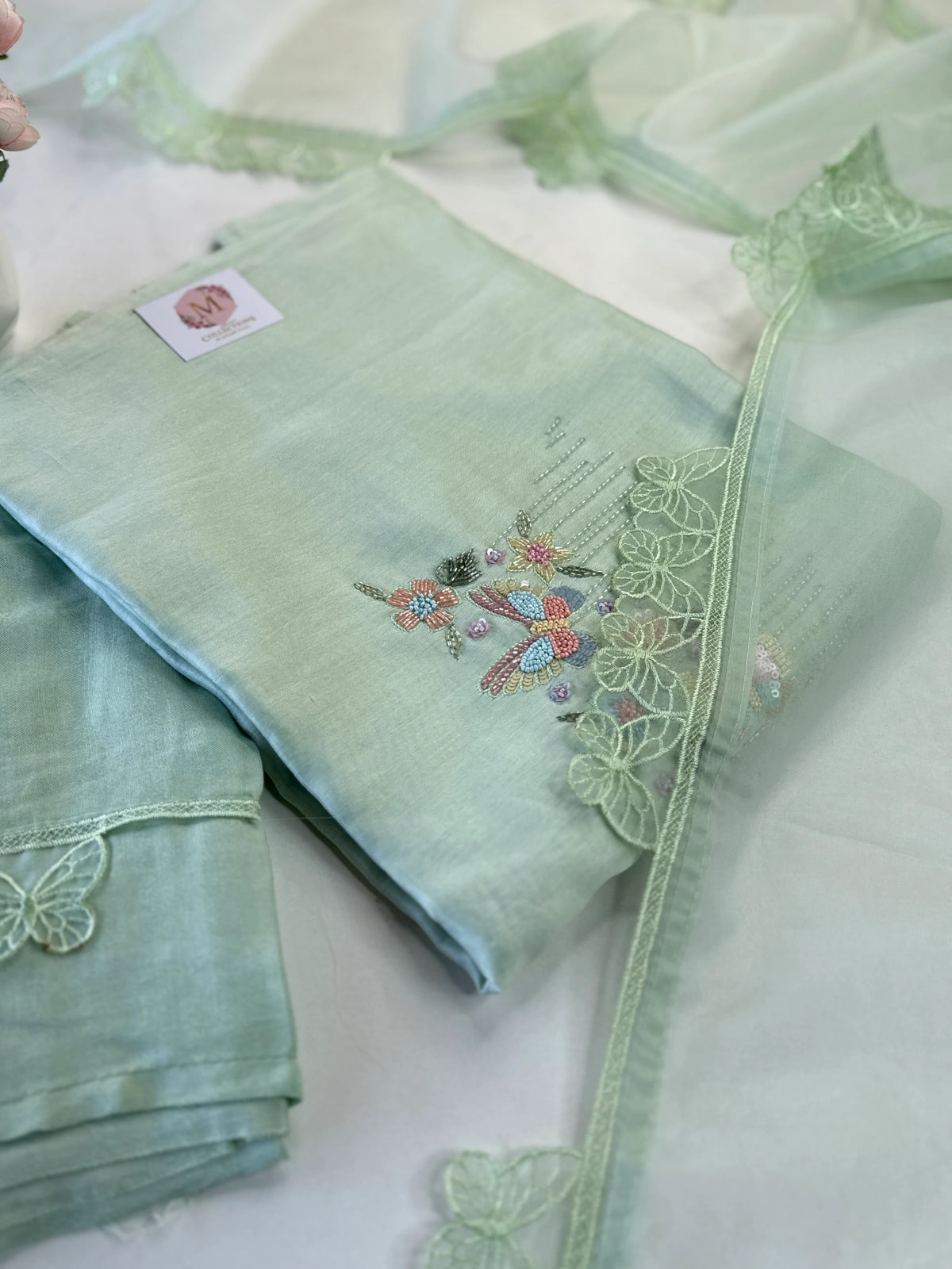 Pure Chanderi silk unstitched salwar set/ Nc148