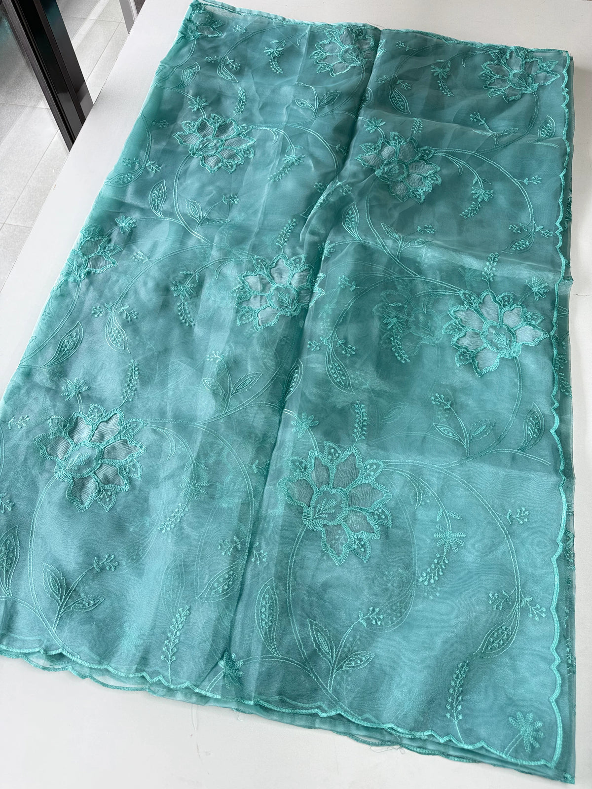 Glass Organza Appliqué work saree /MA278