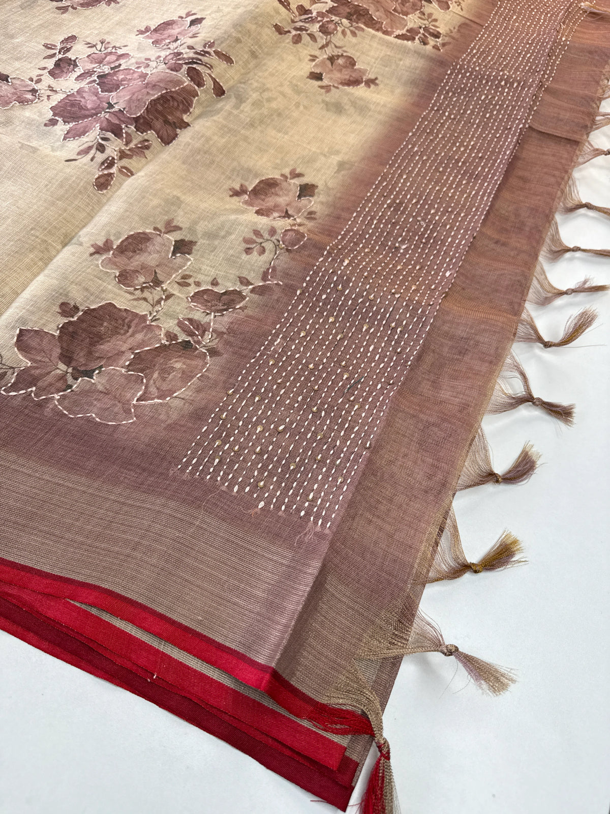 Tissue linen Saree/ 1567