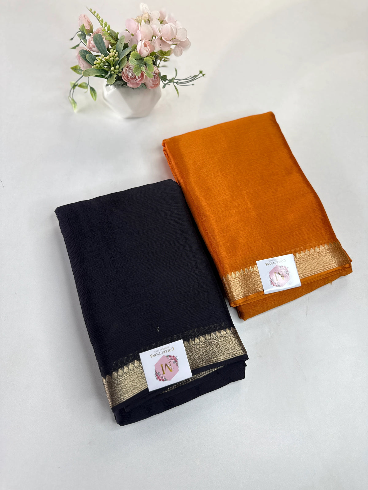 Chinon satin saree/VCD55