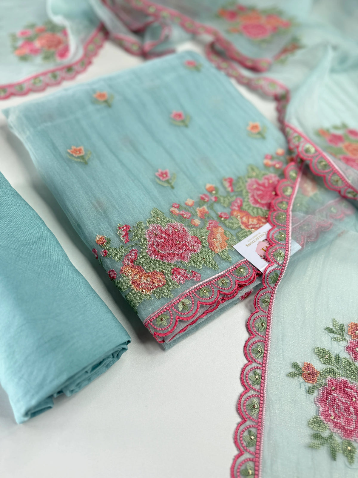 Premium organza unstitched salwar set / U5253