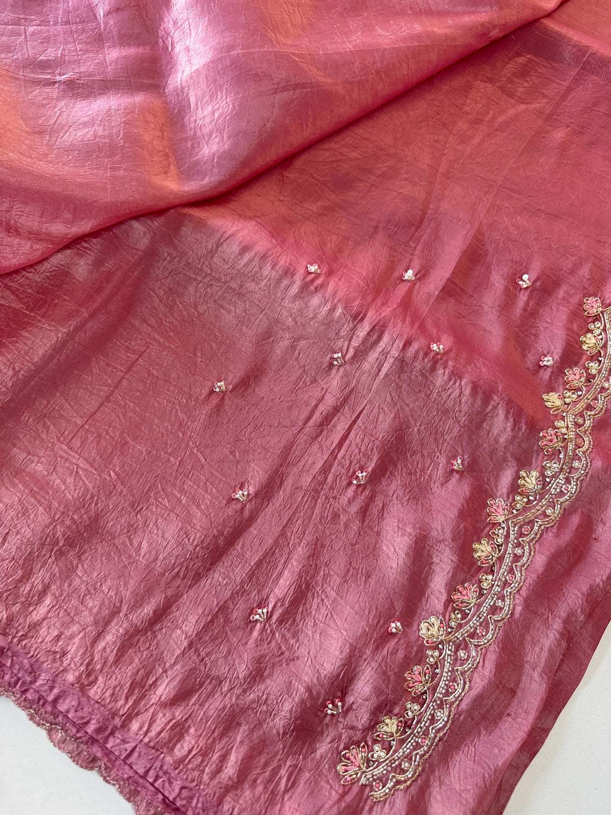 Crushed Oragnza Saree/5991