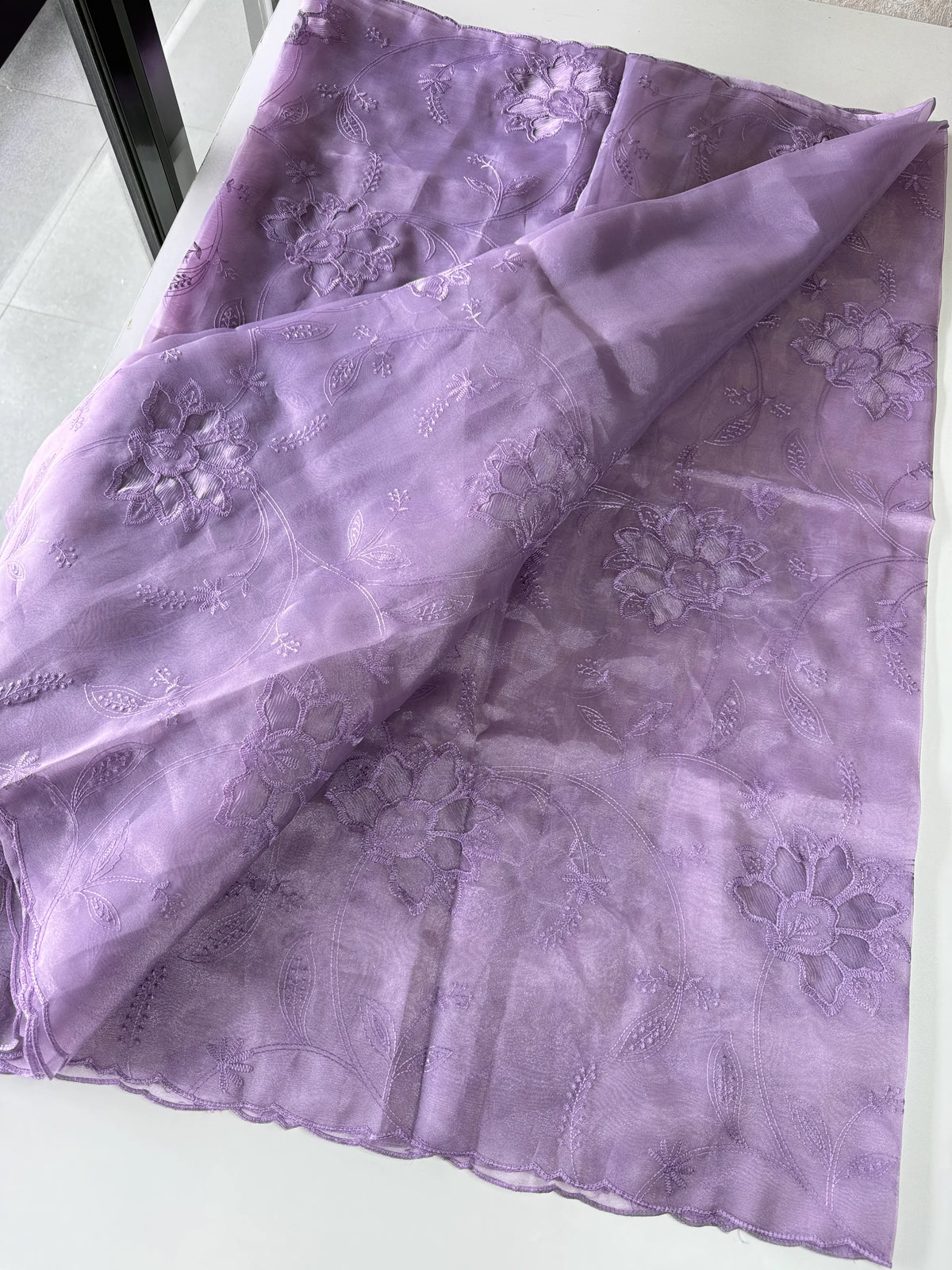 Glass Organza Appliqué work saree /MA278