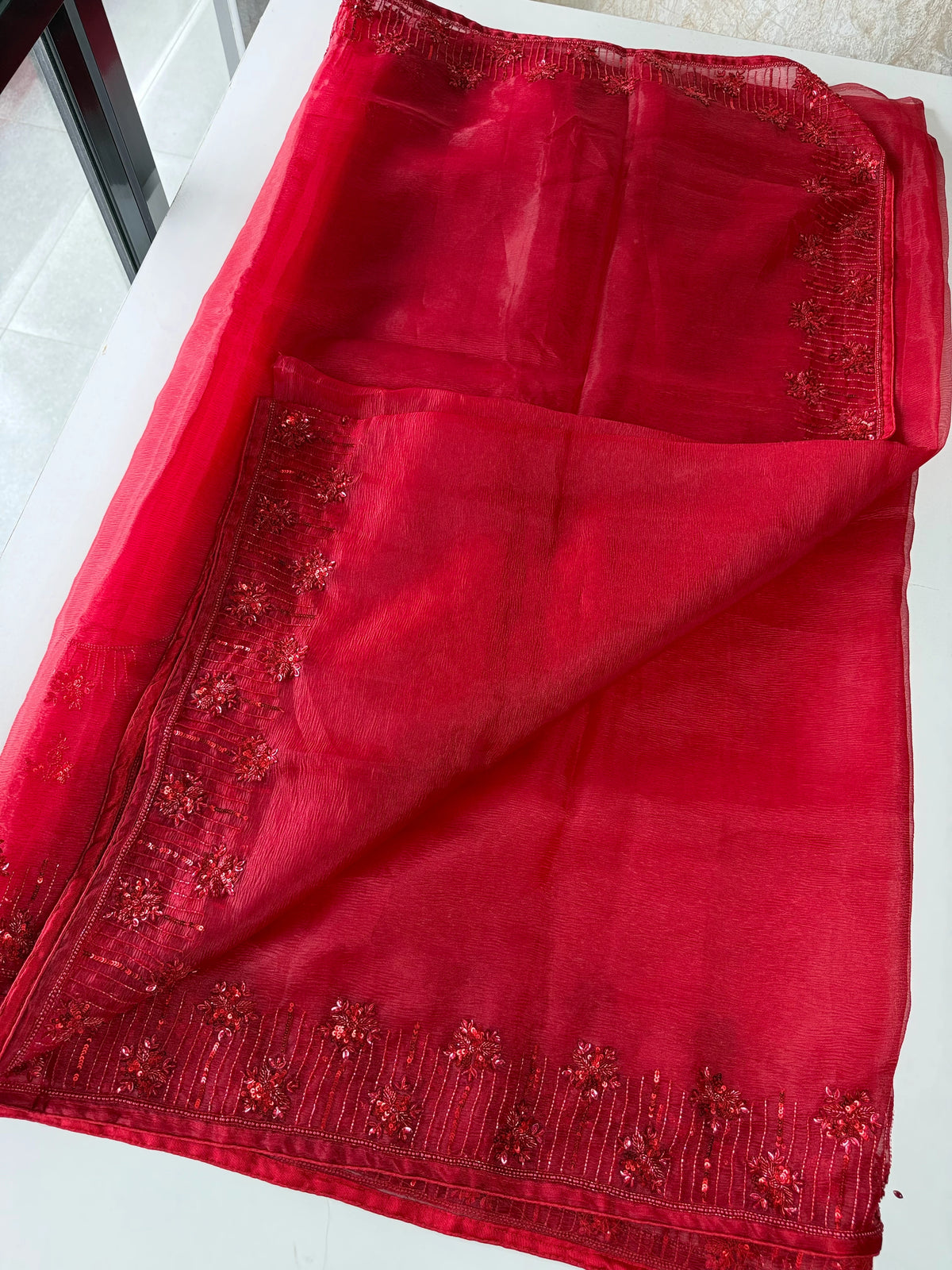 Crushed Tissue Saree /MW062