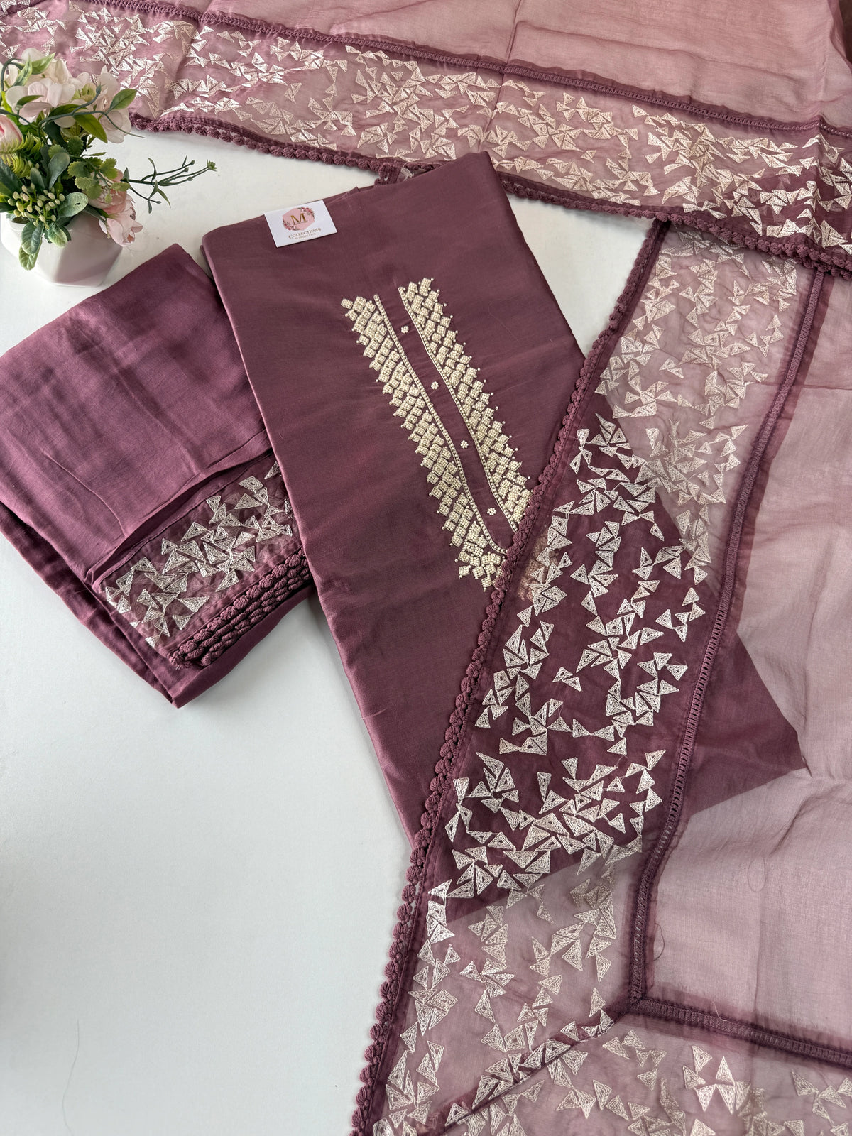 Chanderi Silk unstitched salwar set/NC119