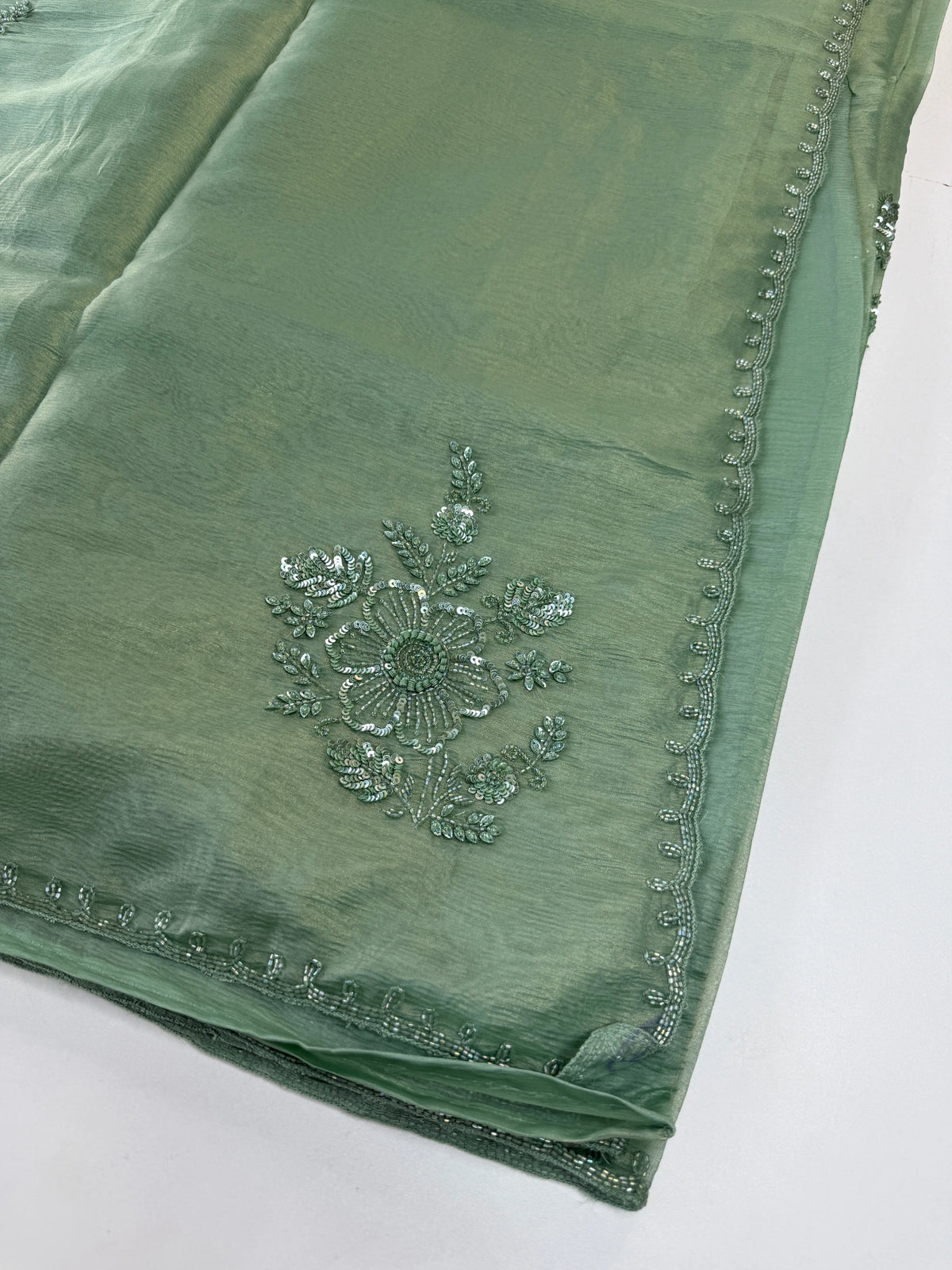 Fancy crushed Organza Saree/ HW490