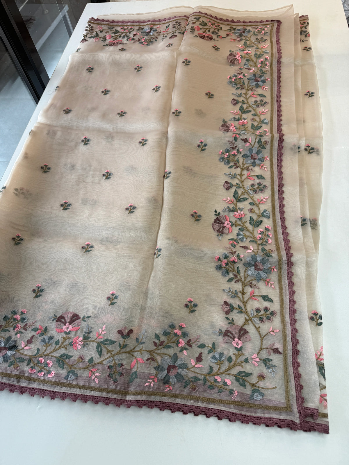 Glass Organza Saree/ 373A
