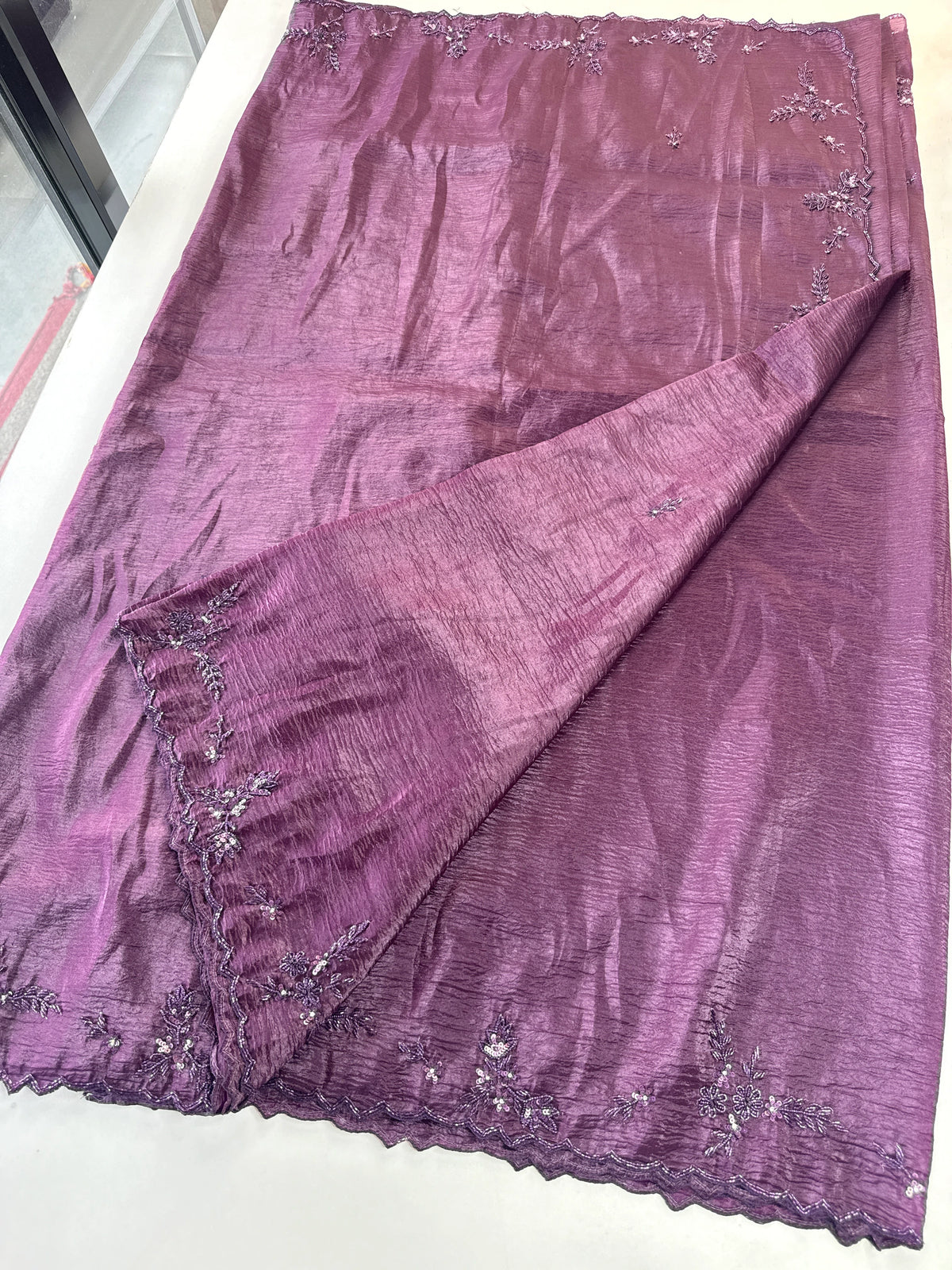 Crushed crape saree/HW324