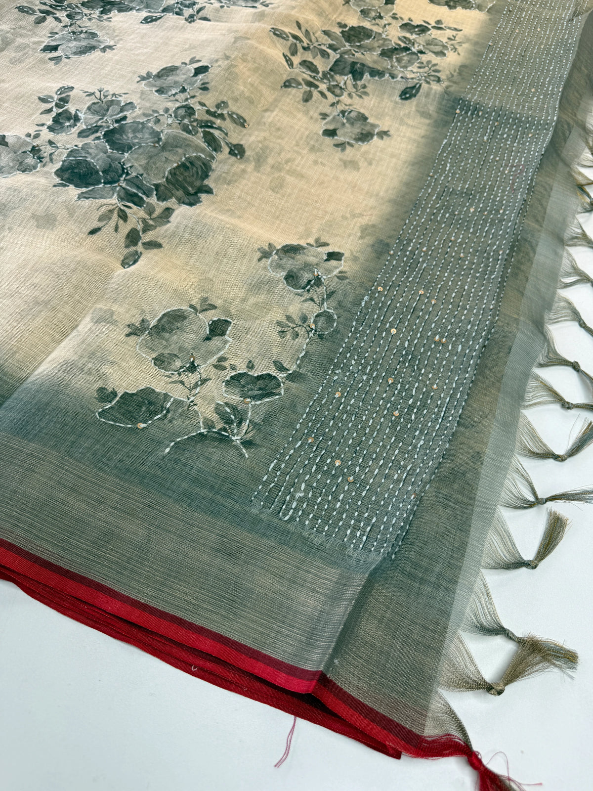 Tissue linen Saree/ 1567